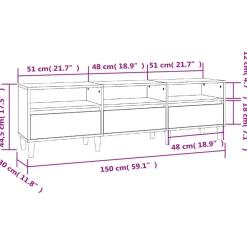 vidaXL Mueble de TV madera contrachapada gris hormigón 150x30x44,5 cm Gris hormigón Discount