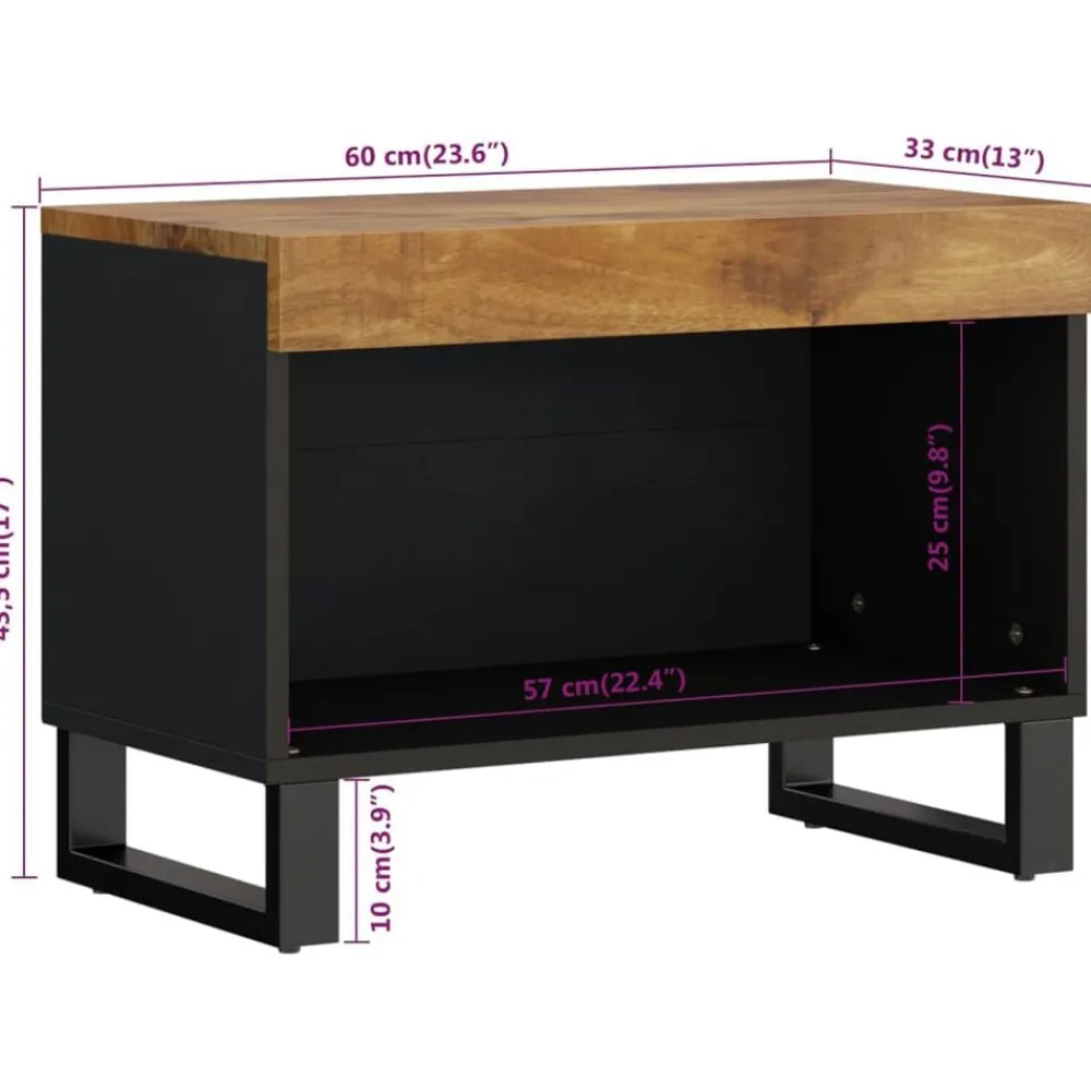 vidaXL Muebles Tv-Mueble de TV madera maciza de mango 60x33x43,5 cm