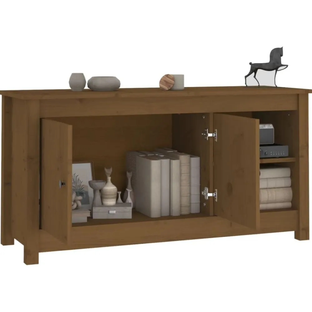 vidaXL Mueble de TV madera maciza de pino marrón miel 103x36,5x52 cm Marrón miel Clearance