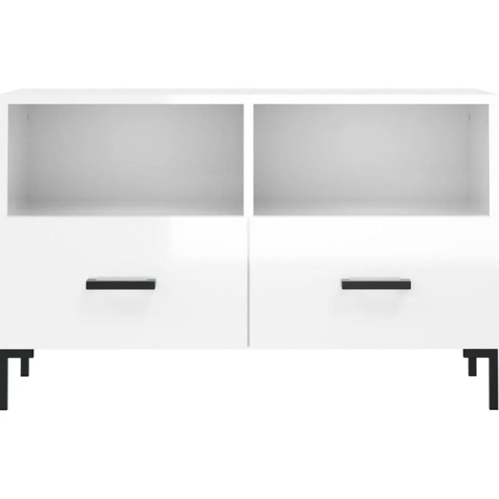 vidaXL Mueble de TV madera contrachapada blanco brillo 80x36x50 cm Blanco brillante Outlet