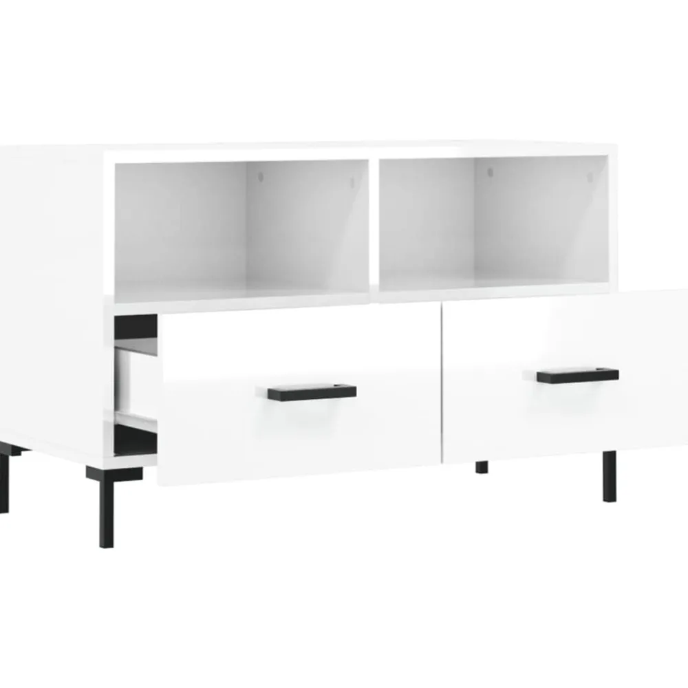 vidaXL Mueble de TV madera contrachapada blanco brillo 80x36x50 cm Blanco brillante Outlet