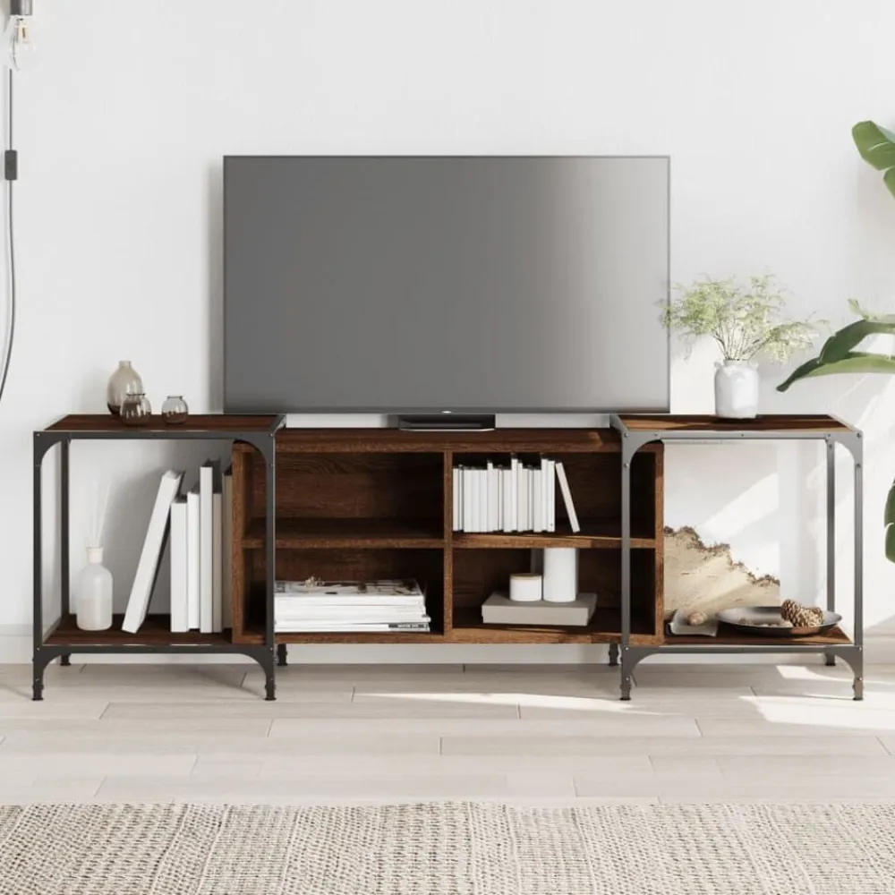 vidaXL Muebles Tv-Mueble de TV madera de ingeniería marrón roble 153x37x50 cm