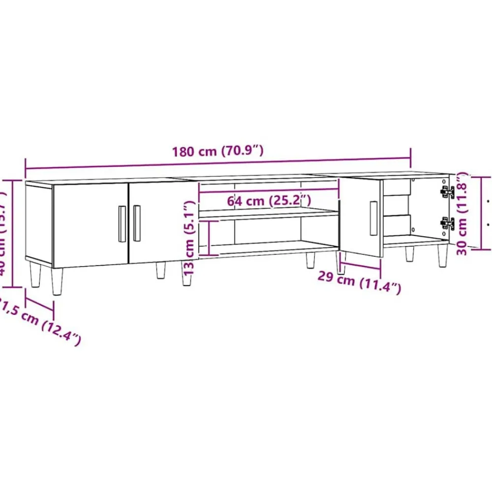 vidaXL Mueble de TV madera de ingeniería 180x31,5x40 cm Roble artisan Clearance