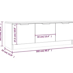vidaXL Muebles Tv-Mueble de TV madera contrachapada 102x35x36,5 cm