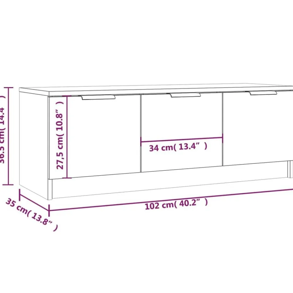 vidaXL Muebles Tv-Mueble de TV madera contrachapada 102x35x36,5 cm