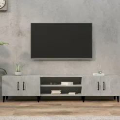 vidaXL Mueble de TV madera contrachapada gris hormigón 180x31,5x40 cm Gris hormig&oacute;n Discount