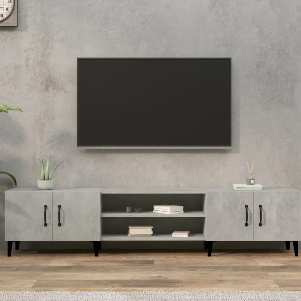 vidaXL Mueble de TV madera contrachapada gris hormigón 180x31,5x40 cm Gris hormigón Discount