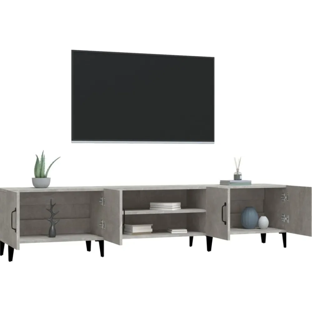 vidaXL Mueble de TV madera contrachapada gris hormigón 180x31,5x40 cm Gris hormigón Discount