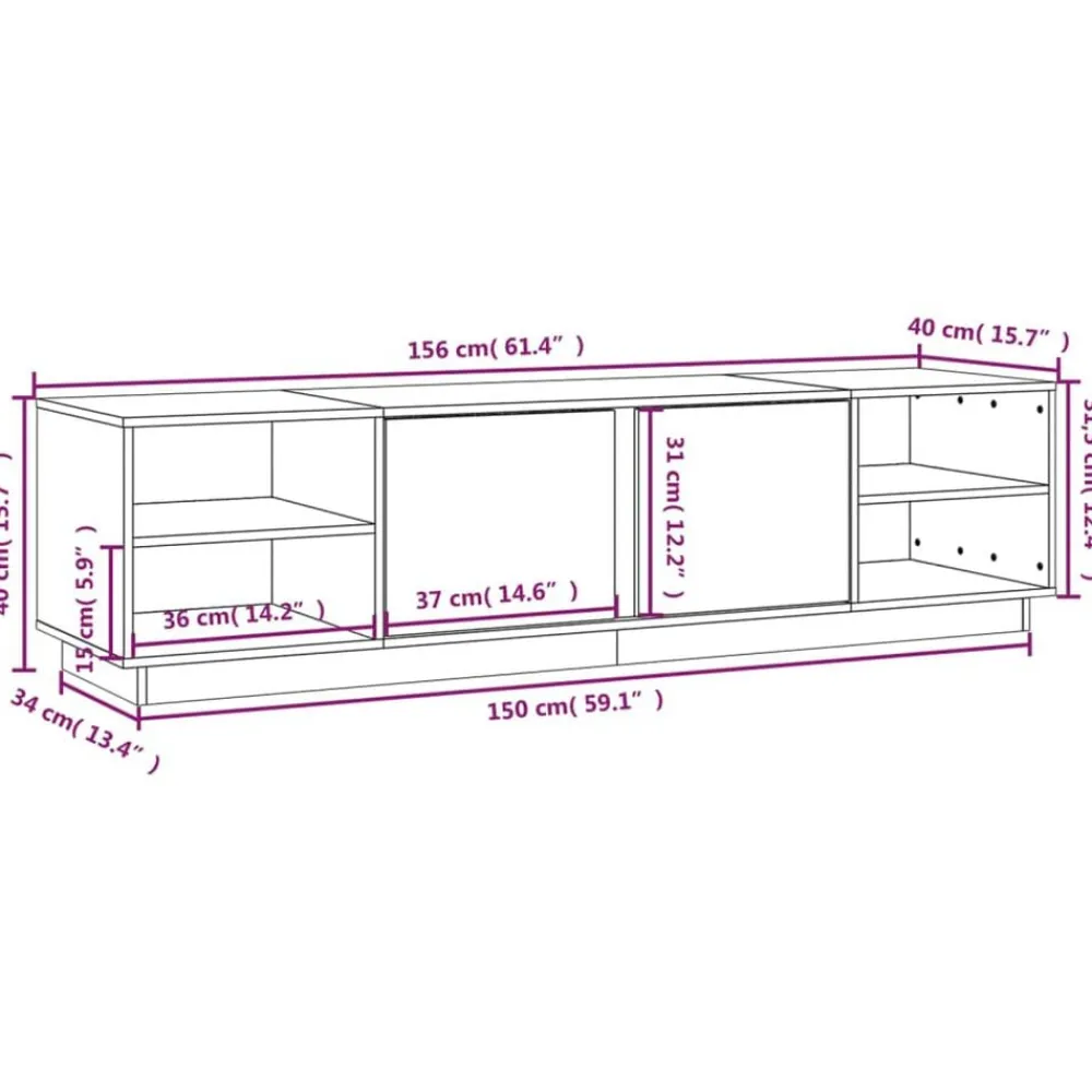 vidaXL Muebles Tv-Mueble de TV madera maciza de pino 156x40x40 cm