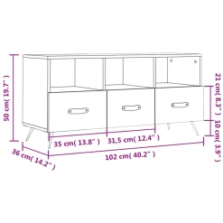 vidaXL Muebles Tv-Mueble de TV madera de ingeniería 102x36x50 cm
