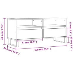 vidaXL Mueble de TV madera contrachapada 100x34,5x44,5 cm Roble Sonoma Clearance