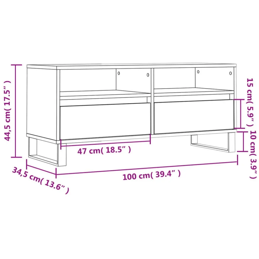 vidaXL Mueble de TV madera contrachapada 100x34,5x44,5 cm Roble Sonoma Clearance
