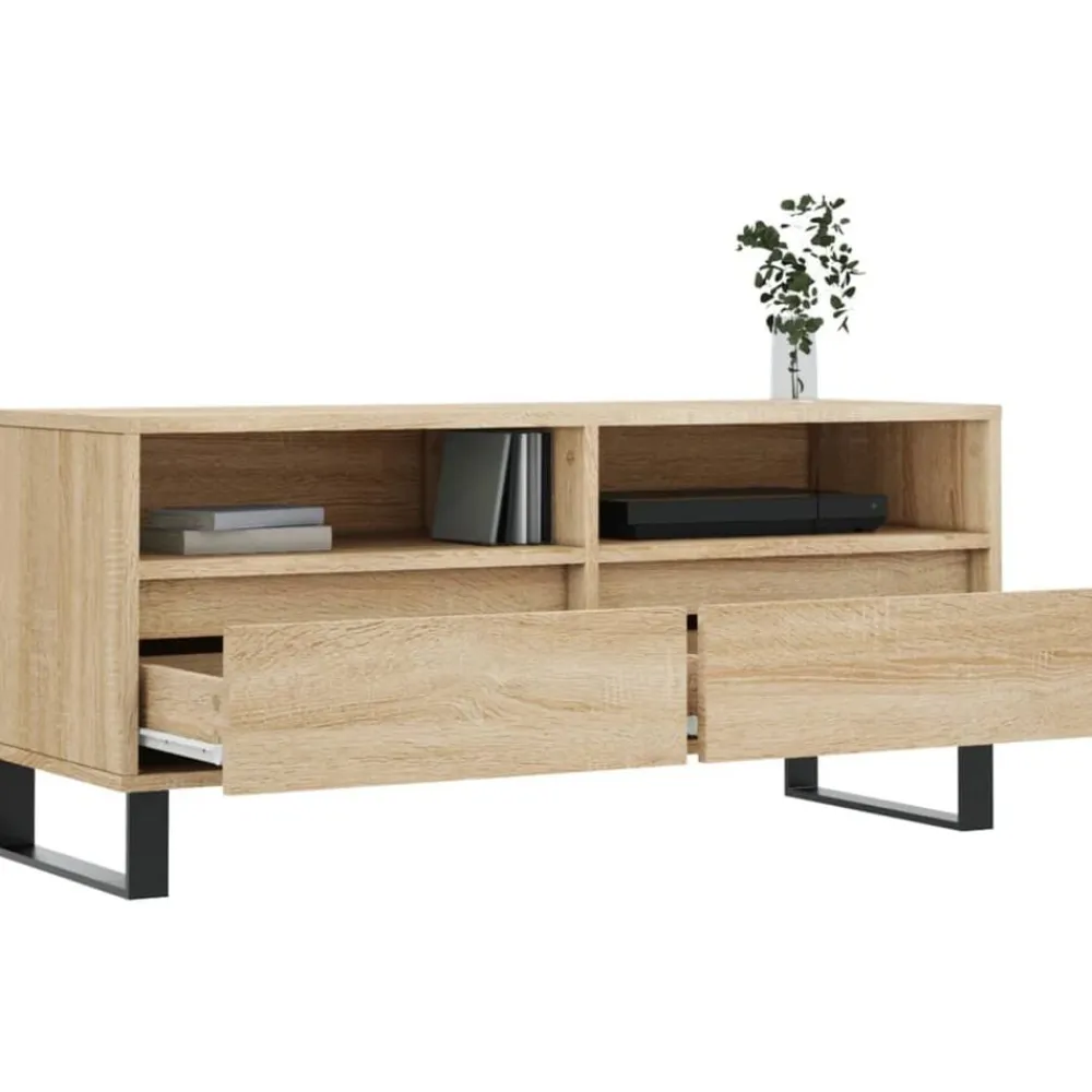 vidaXL Mueble de TV madera contrachapada 100x34,5x44,5 cm Roble Sonoma Clearance