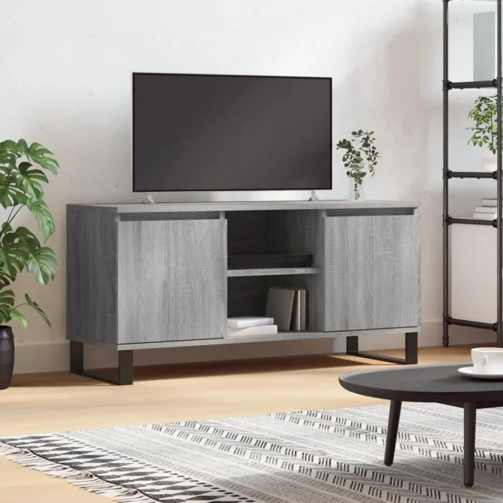 vidaXL Mueble de TV madera de ingeniería 104x35x50 cm Gris sonoma Discount
