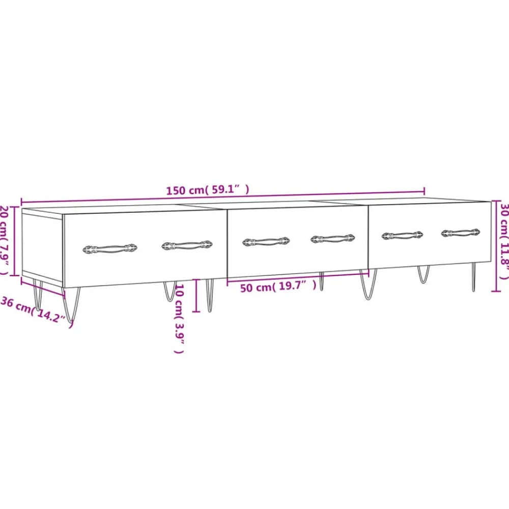 vidaXL Mueble de TV madera de ingeniería 150x36x30 cm Blanco Discount