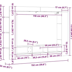 vidaXL Muebles Tv-Mueble de TV madera de ingeniería 152x22x113 cm