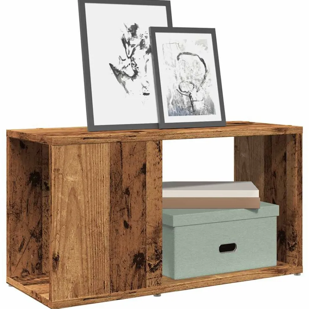 vidaXL Estanterías-Mueble de TV madera de ingeniería envejecida 60x24x32 cm
