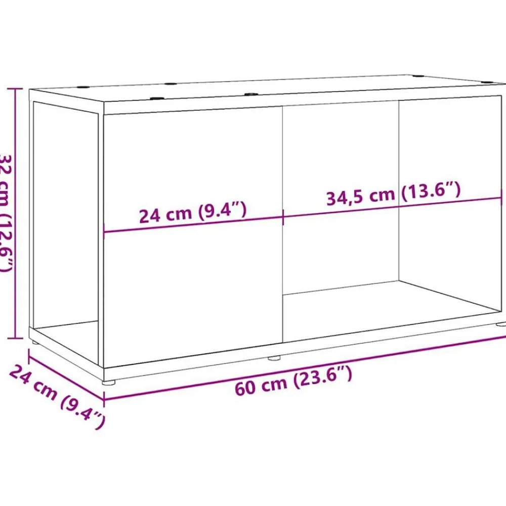 vidaXL Estanterías-Mueble de TV madera de ingeniería envejecida 60x24x32 cm