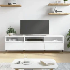 vidaXL Mueble de TV madera contrachapada 150x30x44,5 cm Blanco Online