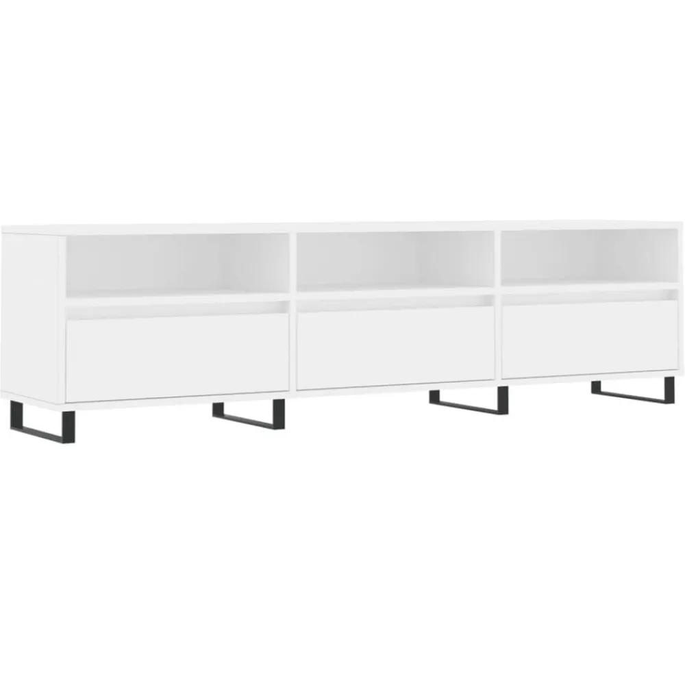vidaXL Mueble de TV madera contrachapada 150x30x44,5 cm Blanco