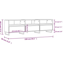 vidaXL Mueble de TV madera contrachapada 150x30x44,5 cm Blanco