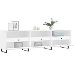 vidaXL Mueble de TV madera contrachapada 150x30x44,5 cm Blanco