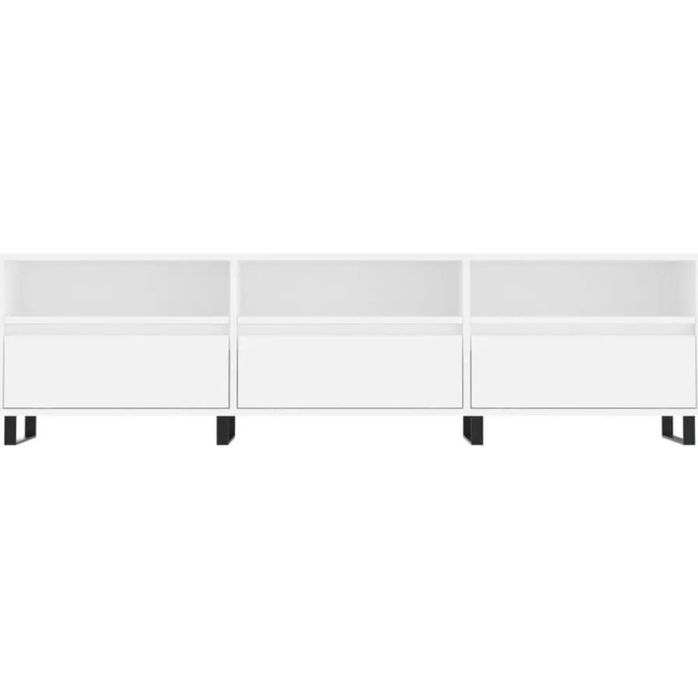 vidaXL Mueble de TV madera contrachapada 150x30x44,5 cm Blanco