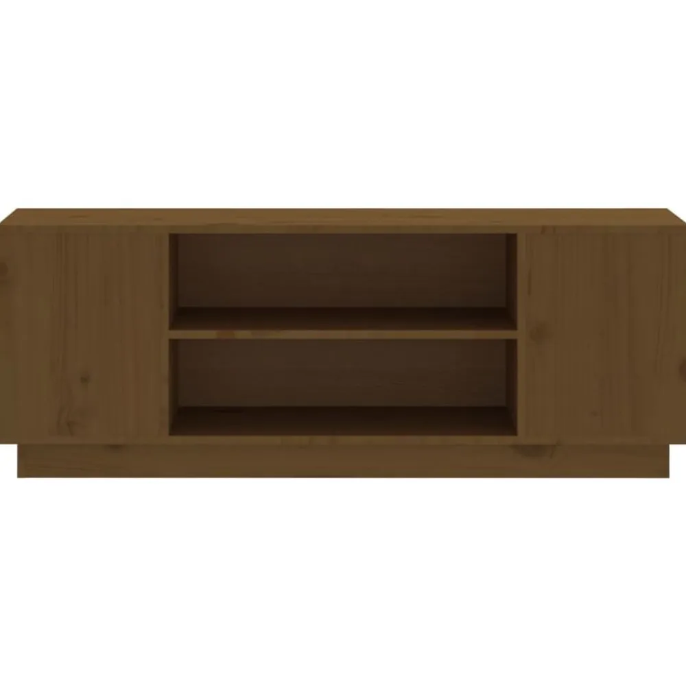 vidaXL Mueble de TV madera maciza de pino marrón miel 110x35x40,5 cm Marrón miel Online