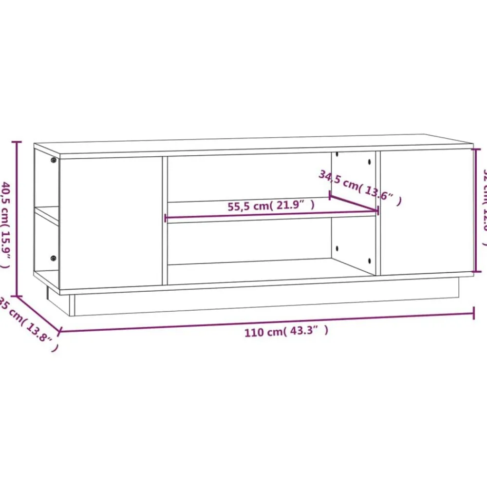 vidaXL Mueble de TV madera maciza de pino marrón miel 110x35x40,5 cm Marrón miel Online