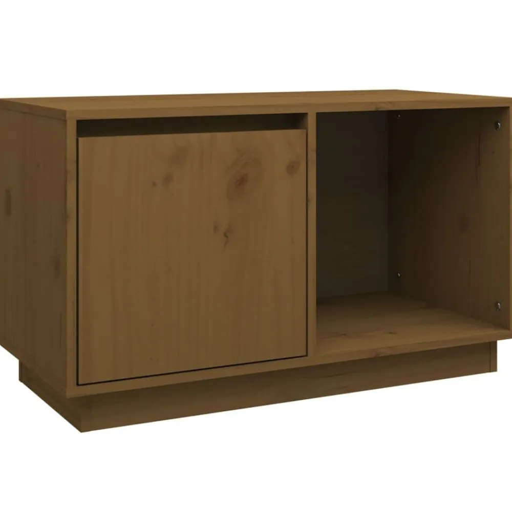 vidaXL Mueble de TV madera maciza de pino marrón miel 74x35x44 cm Marrón miel Outlet