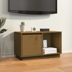 vidaXL Mueble de TV madera maciza de pino marrón miel 74x35x44 cm Marr&oacute;n miel Outlet