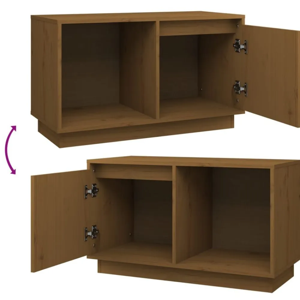 vidaXL Mueble de TV madera maciza de pino marrón miel 74x35x44 cm Marrón miel Outlet