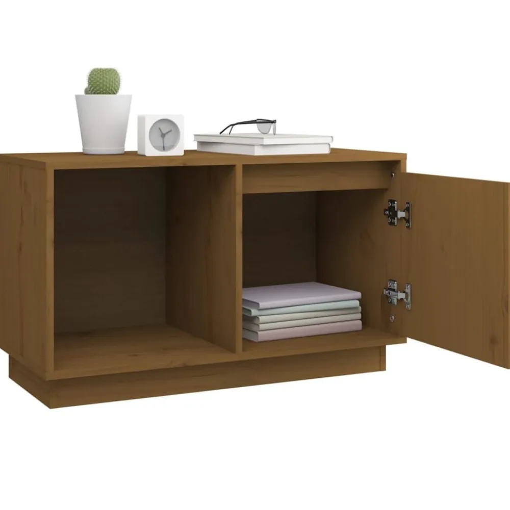 vidaXL Mueble de TV madera maciza de pino marrón miel 74x35x44 cm Marrón miel Outlet
