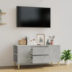 vidaXL Mueble de TV madera contrachapada gris hormigón 102x44,5x50 cm Gris hormig&oacute;n