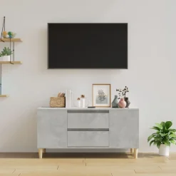 vidaXL Mueble de TV madera contrachapada gris hormigón 102x44,5x50 cm Gris hormigón