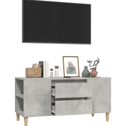vidaXL Mueble de TV madera contrachapada gris hormigón 102x44,5x50 cm Gris hormigón