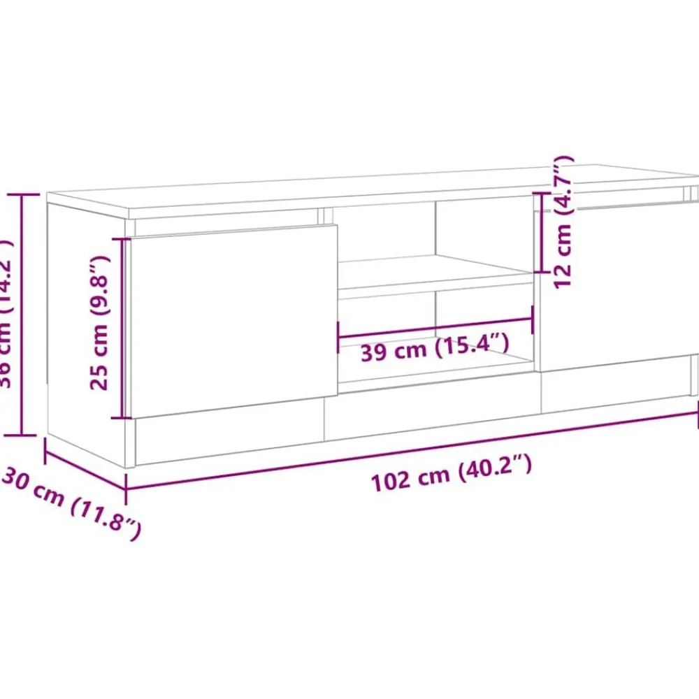 vidaXL Muebles Tv-Mueble de TV madera de ingeniería 102x30x36 cm