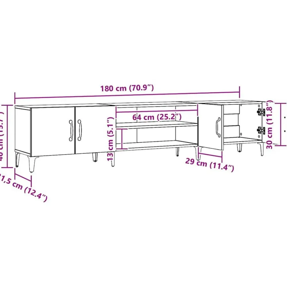 vidaXL Muebles Tv-Mueble de TV madera de ingeniería roble artisian 180x31,5x40 cm