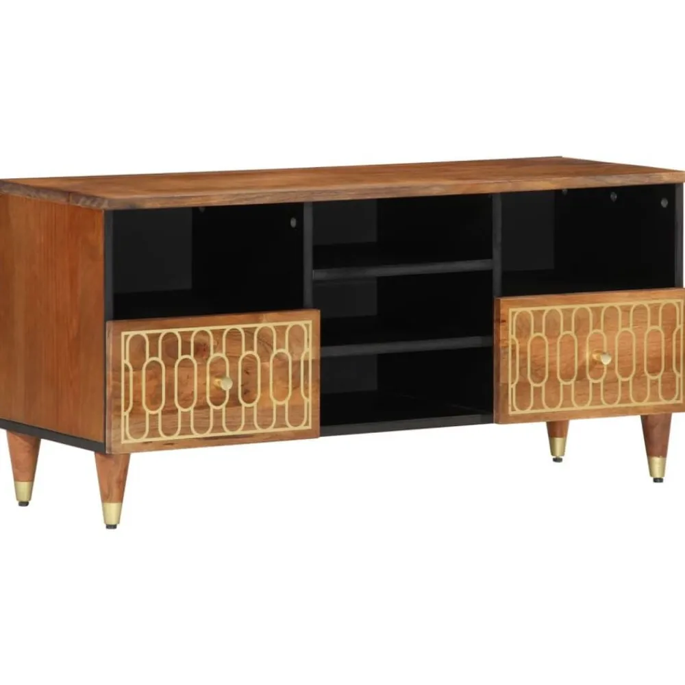 vidaXL Mueble de TV madera maciza de mango 100x33x46 cm Marrón miel Discount