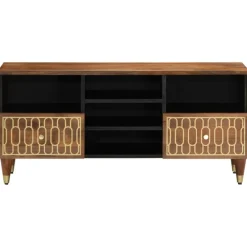 vidaXL Mueble de TV madera maciza de mango 100x33x46 cm Marr&oacute;n miel Discount