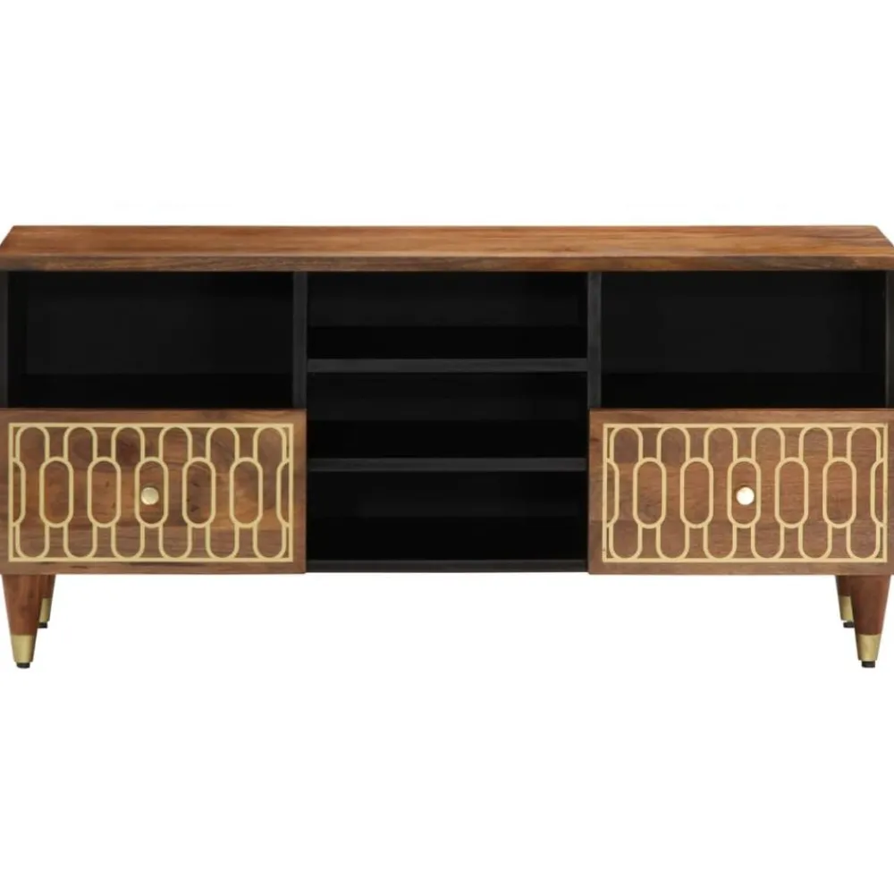 vidaXL Mueble de TV madera maciza de mango 100x33x46 cm Marrón miel Discount