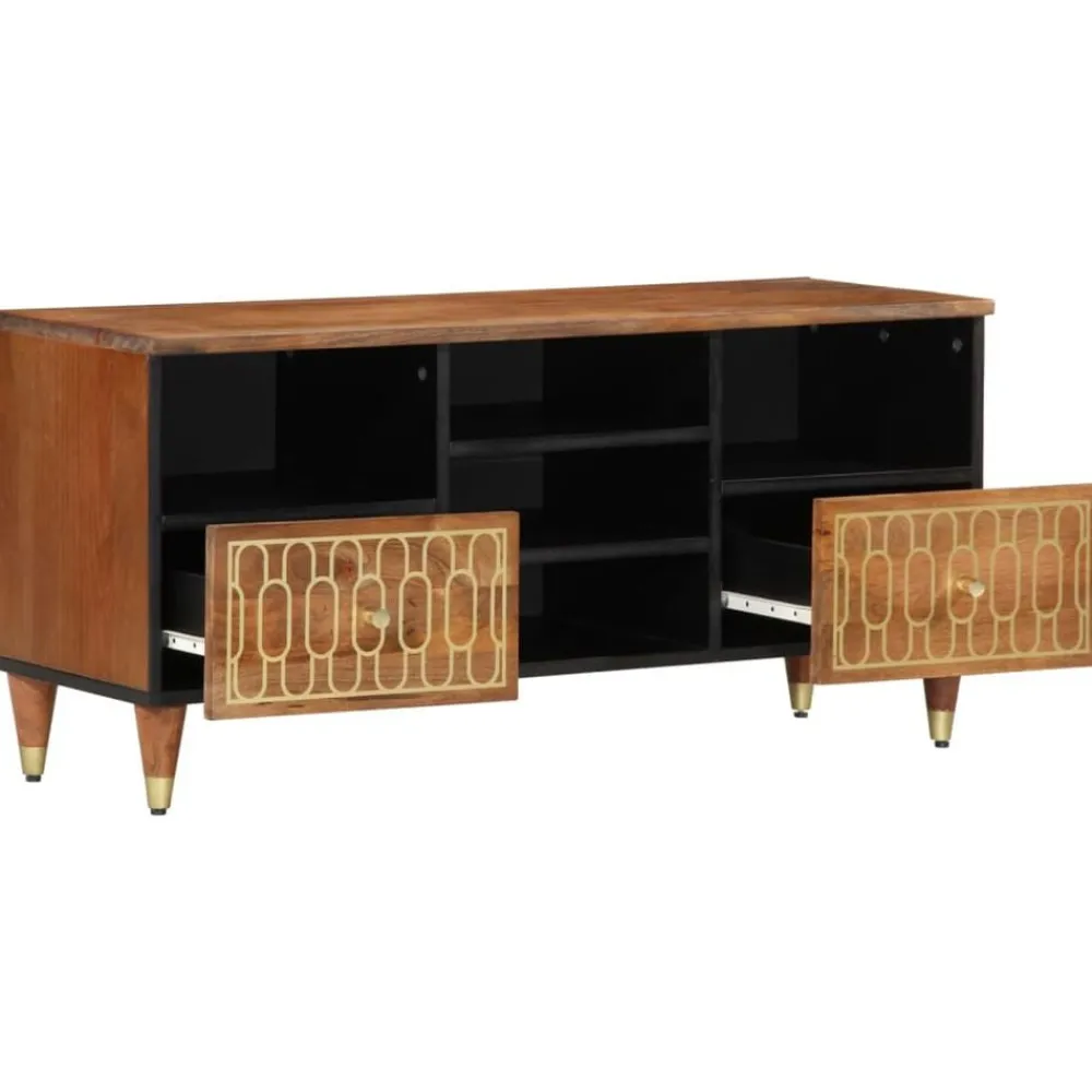 vidaXL Mueble de TV madera maciza de mango 100x33x46 cm Marrón miel Discount