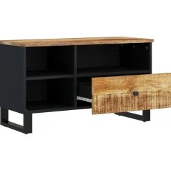 vidaXL Mueble de TV madera mango y madera contrachapada 80x33x46 cm Marrón claro New