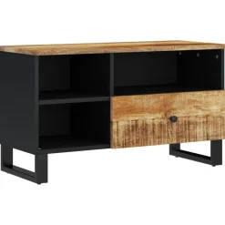 vidaXL Mueble de TV madera mango y madera contrachapada 80x33x46 cm Marr&oacute;n claro New