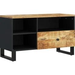 vidaXL Mueble de TV madera mango y madera contrachapada 80x33x46 cm Marr&oacute;n claro New