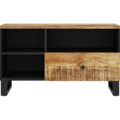 vidaXL Mueble de TV madera mango y madera contrachapada 80x33x46 cm Marr&oacute;n claro New