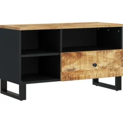 vidaXL Mueble de TV madera mango y madera contrachapada 80x33x46 cm Marr&oacute;n claro New