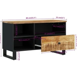 vidaXL Mueble de TV madera mango y madera contrachapada 80x33x46 cm Marr&oacute;n claro New