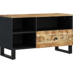 vidaXL Mueble de TV madera mango y madera contrachapada 80x33x46 cm Marr&oacute;n claro New