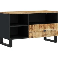 vidaXL Mueble de TV madera mango y madera contrachapada 80x33x46 cm Marr&oacute;n claro New